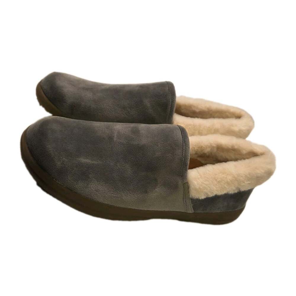 Vionic Clare Suede Faux Fur Lined Mule Slip-On Slippers Gray US 8.5 EU 39